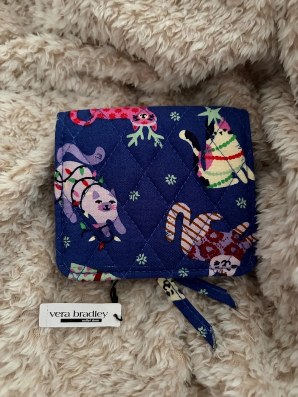 Vera Bradley Navy Quilted Cat Pattern Wallet - Picture 1 of 3